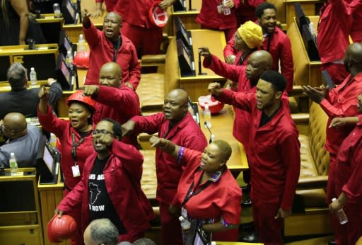 President Cyril Ramaphosa was forced to delay his annual State of the Union address after MPs of the far-left Economic Freedom Fighters staged a rowdy protest, demanding De Klerk be ejected from parliament