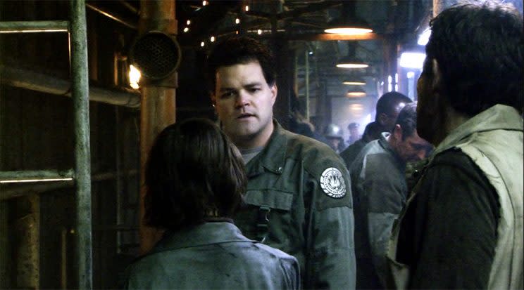 Tyrol (Aaron Douglas) confronts the harsh conditions faced by the rest of the fleet in ‘Dirty Hands’ (Credit: NBC)