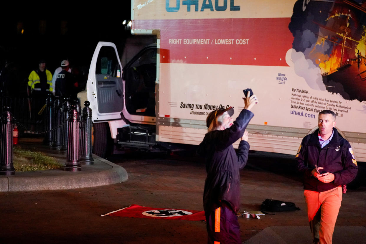 Box truck crashes into security barriers near White House (Nathan Howard / Reuters via Redux)