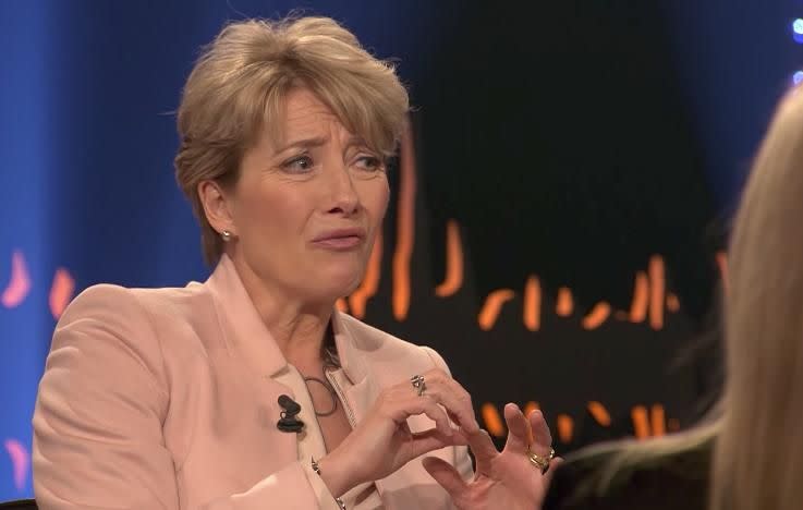 It seems Emma Thompson subtly called out the producer months ago on a Scandinavian TV show. Source: Skavlan / YouTube