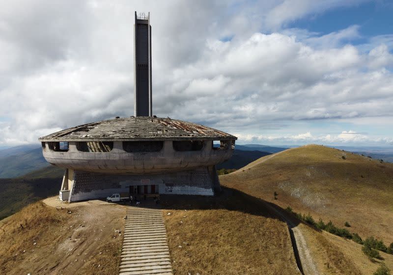 View shows the Buzludzha monument in Stara Planina mountain