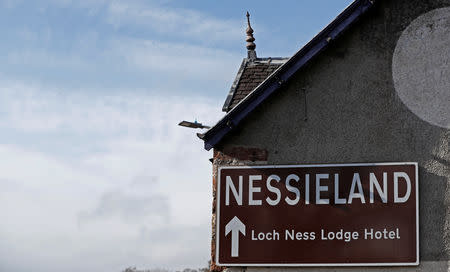 A sign for Nessieland is seen on a building near Loch Ness, Scotland, Britain March 8, 2019. REUTERS/Russell Cheyne