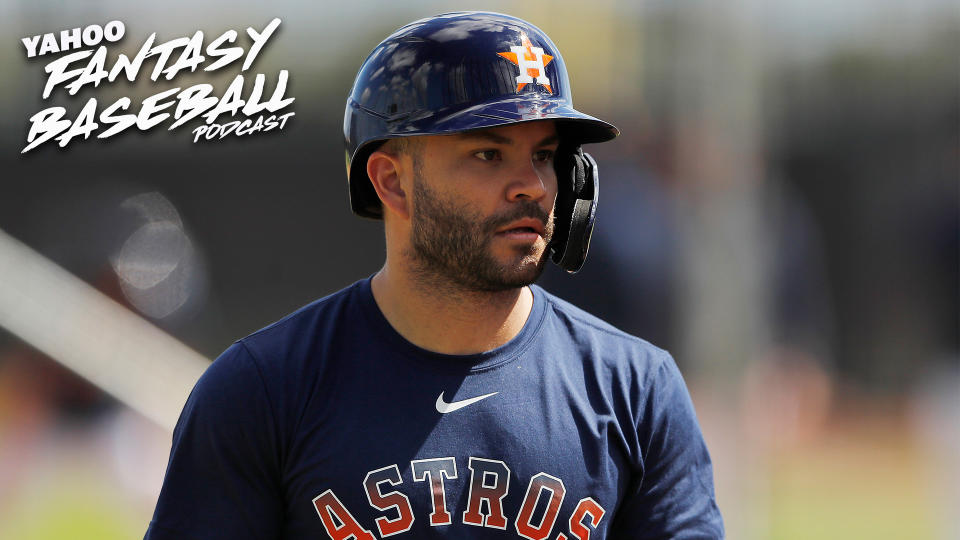 How should fantasy owners grade Houston Astros 2B Jose Altuve? Scott Pianowski & Fred Zinkie discuss how the Astros cheating scandal affects fantasy on the latest Yahoo Fantasy Baseball Podcast. (Photo by Michael Reaves/Getty Images)
