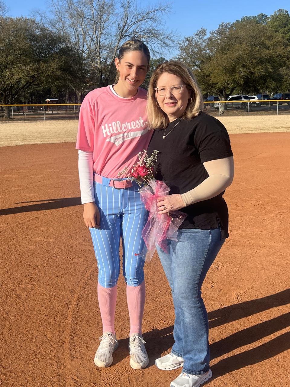 Hillcrest softball's Marti McCluskey with honoree Jenifer Dees at the 2024 Gena Frith Classic