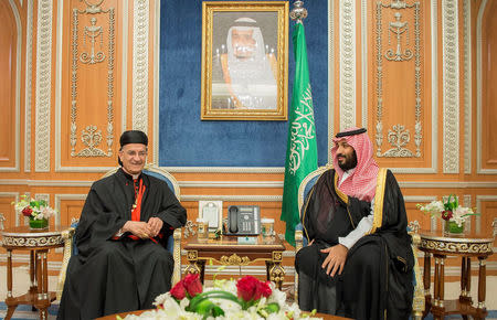 Saudi Crown Prince Mohammed bin Salman meets with Lebanese Maronite Patriarch Bechara Boutros Al-Rahi in Riyadh, November 14, 2017. Bandar Algaloud/Courtesy of Saudi Royal Court/Handout via REUTERS