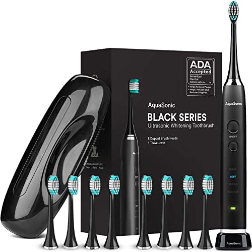 AquaSonic Black Series Ultra Whitening Toothbrush – ADA Accepted Electric Toothbrush - 8 Brush…