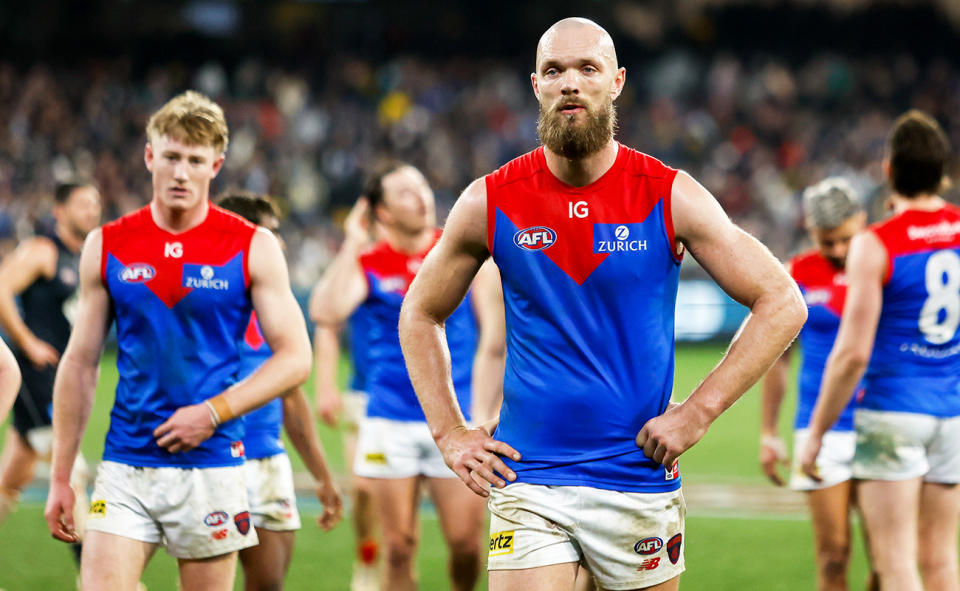 Max Gawn, pictured here after Melbourne's controversial loss to Carlton.