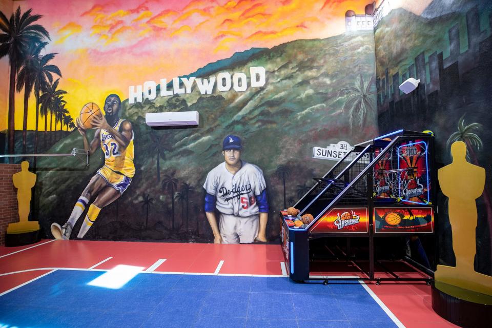 The Hollywood-themed home also has a game room, a common amenity in Emmanuel Mohammed's vacation homes.