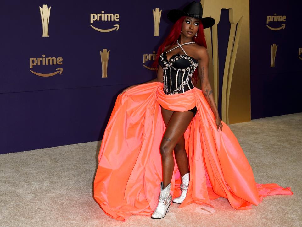 Reyna Roberts walks the carpet at the 59th ACM Awards at the Ford Center at the Star in Frisco, Texas, Thursday, May 16, 2024.