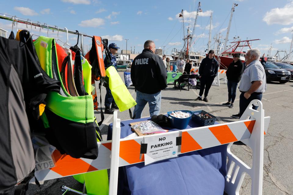 New Bedford Police, New Bedford Fire, Coast Guard, Environmental Police, New Bedford Health Department and Fishing Partnership Support Services were on hand at a free health and wellness event hosted by the Greater New Bedford Waterfront Task Force on Leonard's Wharf in New Bedford.