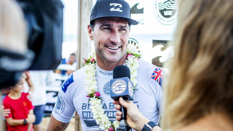 Joel Parkinson and fellow Aussie surfing great Mick Fanning have been spotted helping out with flood rescue efforts. (Photo by Kelly Cestari/World Surf League via Getty Images)