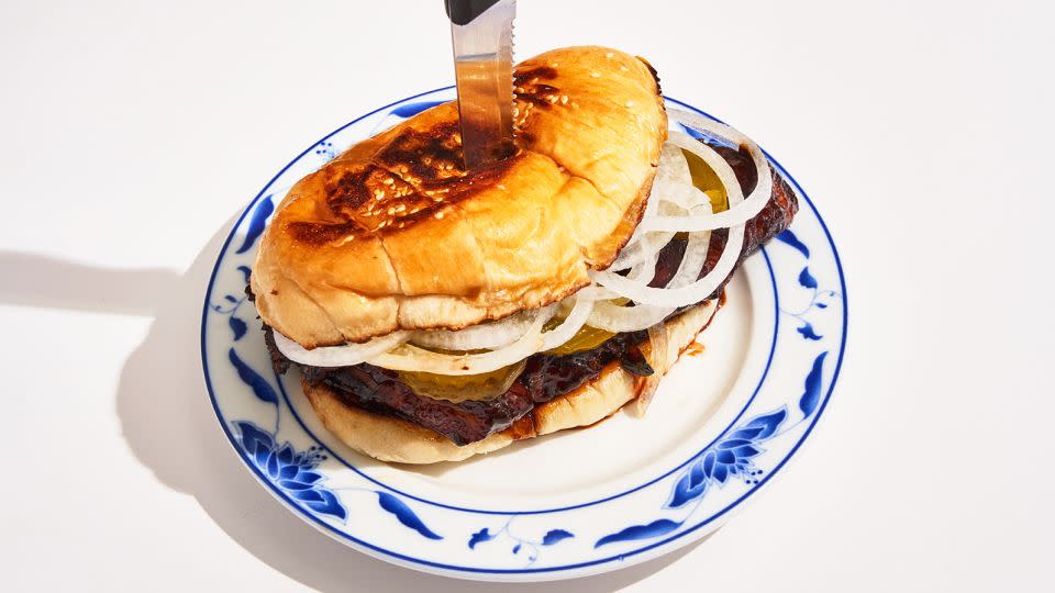 The cha siu bkrib sandwich, which contains a touch of MSG in its marinade, is the most popular dish at New York City restaurant Bonnie's.  - Adam Friedlander/Courtesy Bonnie's