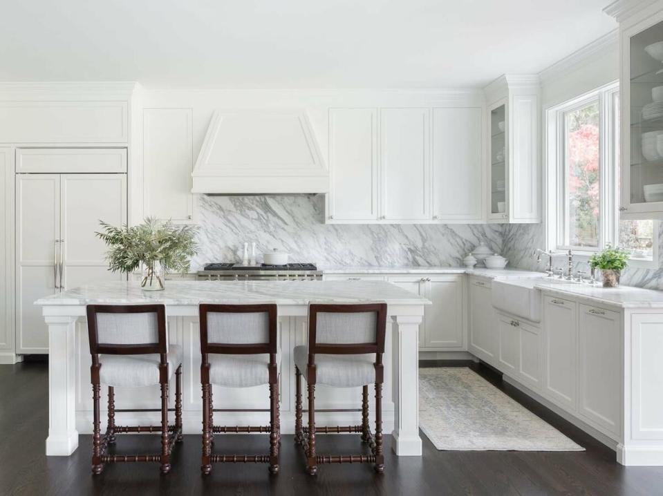 A white kitchen is crisp and clean