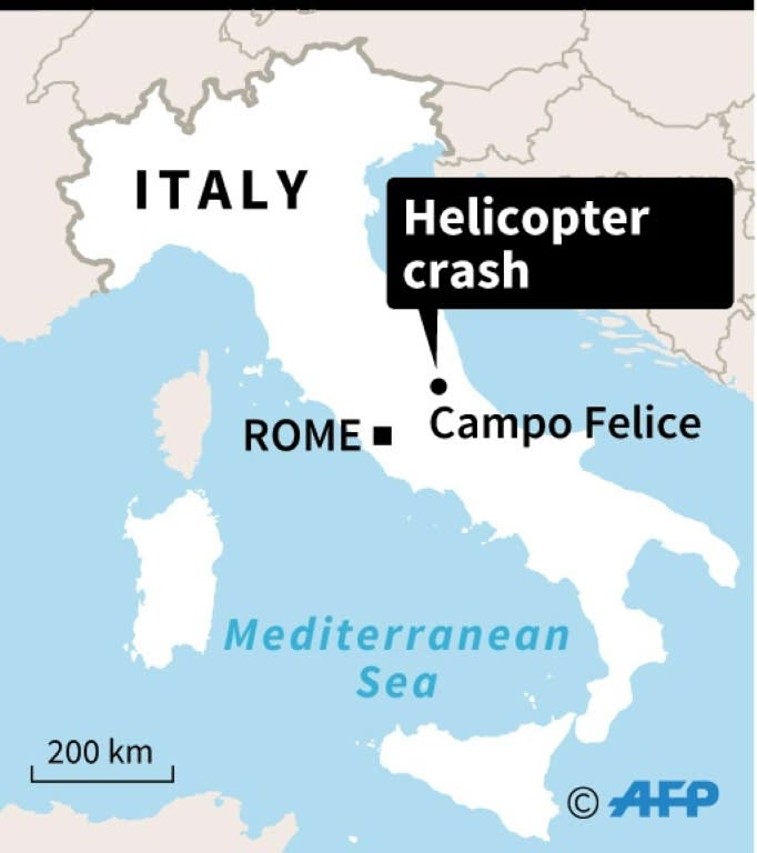 The emergency response helicopter came down in thick fog near Campo Felice