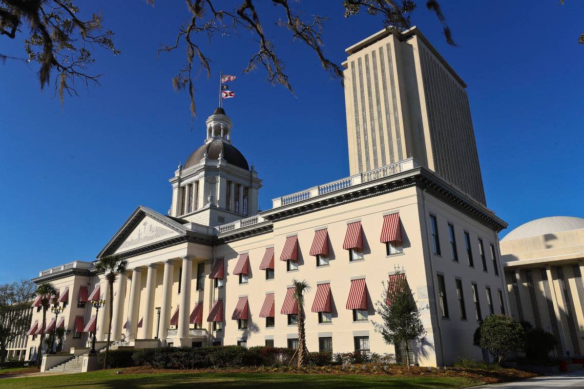 A general view of the Old Capitol and current Florida Capitol buildings Wednesday, Feb. 8, 2023 in Tallahassee, Fla.