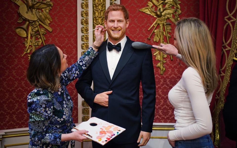 A wax figure of the Duke of Sussex has been reunited with the rest of the Royal family - PA