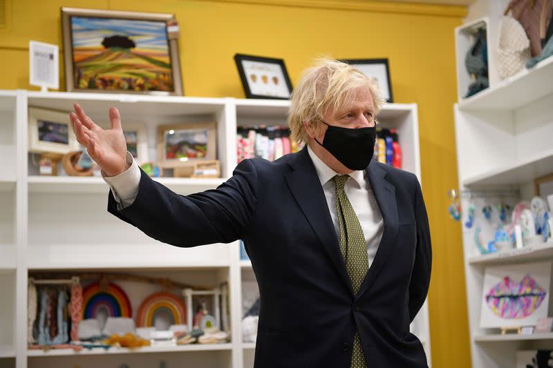 British Prime Minister Boris Johnson visits Lemon Street Market in Truro