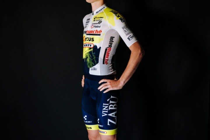 <span class="article__caption">New apparel partners Uvex and Gaerne get space on the front.</span> (Photo: Cycling Media Agency / Intermarche Wanty Gobert)