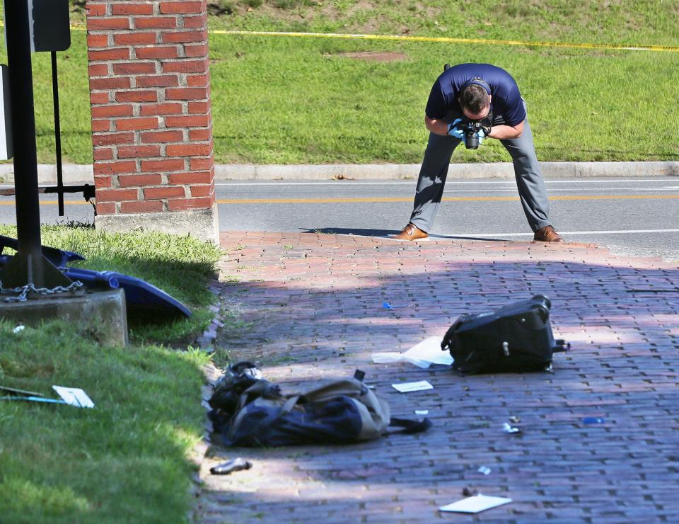 Portsmouth police investigate Tuesday, Aug. 1, 2023 after a pedestrian was struck and injured by a car near Prescott Park.