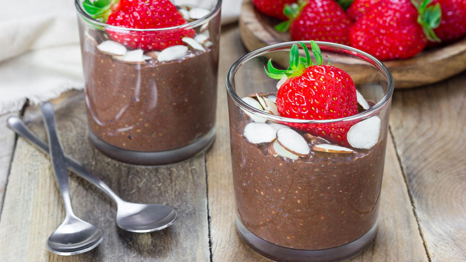 Cupo of Chocolate Chia Seed Pudding from a Recipe that is Part of a Carb Cycling Plan