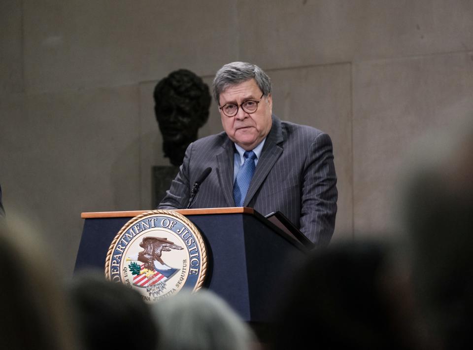 Attorney General William Barr has warned that the Justice Department was reviewing state shutdown orders whose constitutionality could be called into question.