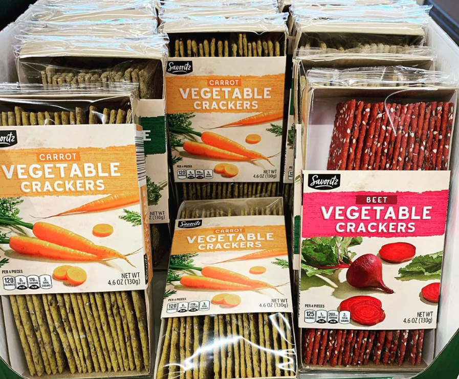 <p>These aren't your typical bland crackers. With flavors like Carrot and Beet, Savoritz's snacks are healthy and delicious—just try to have only one. <a href="https://www.instagram.com/p/B_U1YHDBdf7/" rel="nofollow noopener" target="_blank" data-ylk="slk:As Instagrammer @aldiforpresident points out;elm:context_link;itc:0;sec:content-canvas" class="link ">As Instagrammer @aldiforpresident points out</a>, these would be instantly jazz up your next cheese board.</p>