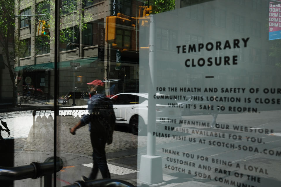 NEW YORK, NY - MAY 02: A business stands closed on May 02, 2020 in the Brooklyn borough of New York City. New York City, which has been the hardest hit city in America from COVID-19, is starting to see a slowdown in hospital visits and a lowering of the daily death rate from the virus.  (Photo by Spencer Platt/Getty Images)