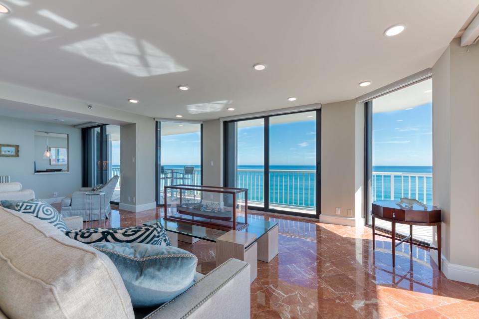 Walls removed during the condominium’s renovation in 2019 opened up the views.