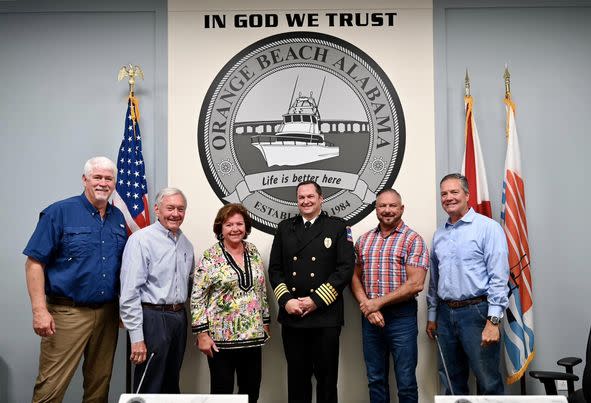 Jeff Smith was promoted to Fire Chief for the City of Orange Beach during a city council meeting (City of Orange Beach)