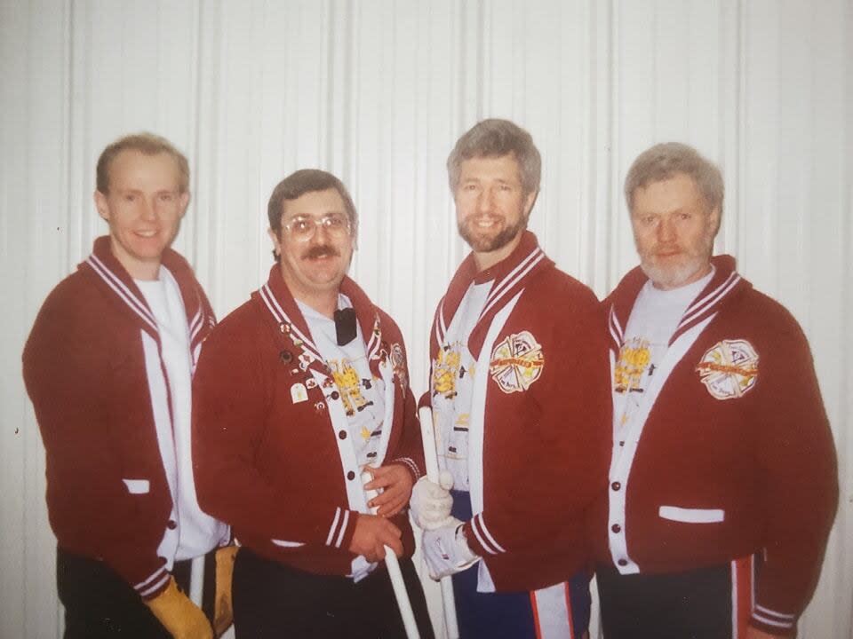 Pat Rowe, second from left, is retiring after 40 years with the Fort Simpson’s Volunteer Fire Department.