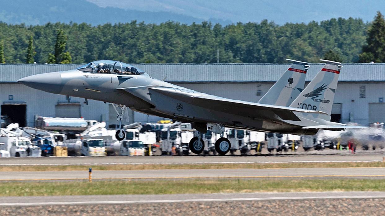 F-15EX arrives at the 142nd Wing in Portland.