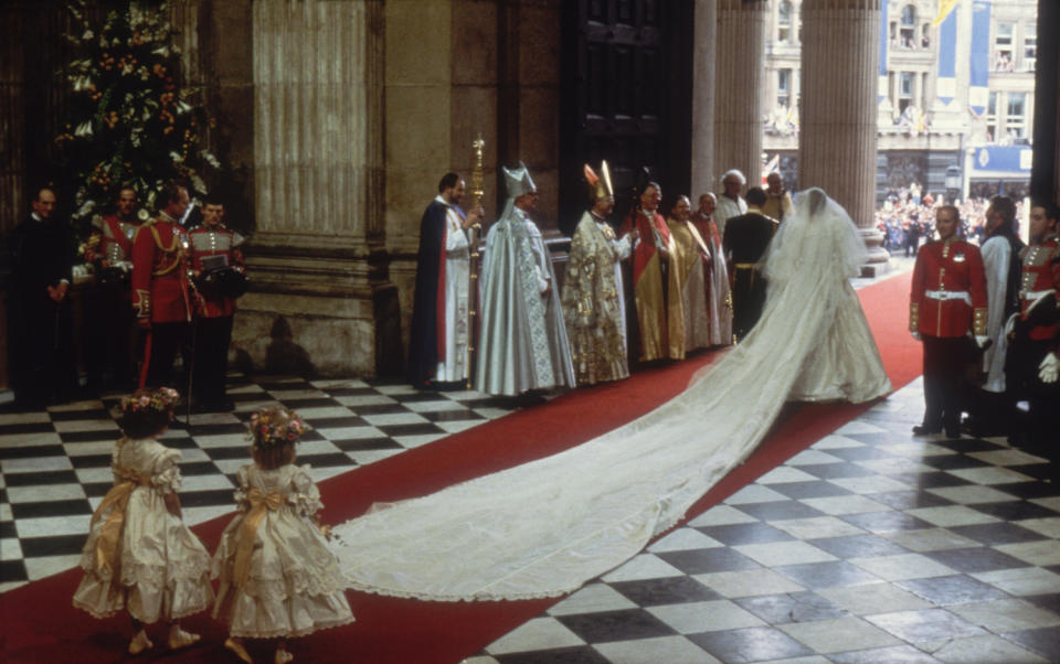 29th July 1981: Charles, Prince of Wales, with his wife, Princess Diana (1961 - 1997), at St Paul's Cathedral, London, during their marriage ceremony. (Photo by Hulton Archive/Getty Images)