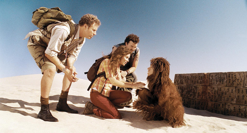 (L-R) Will Ferrell, Anna Friel, Danny McBride and Jorma Taccone in ‘Land of the Lost’