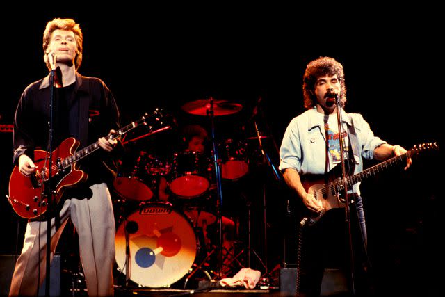 <p>David Redfern/Redferns</p> Hall & Oates members Daryl Hall and John Oates performing.