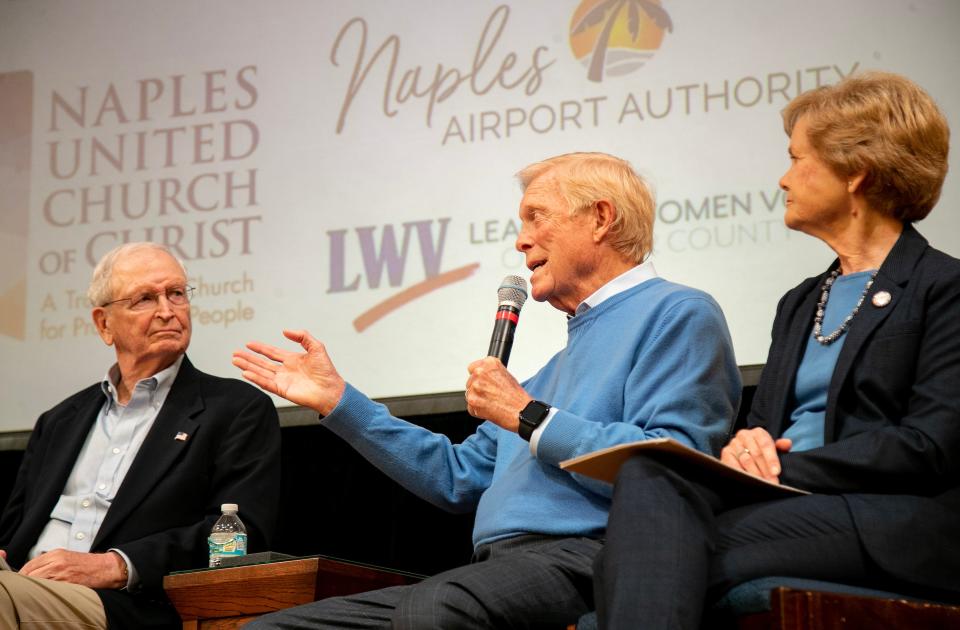 Former U.S. Congressman Dick Gephardt answers an audience question at the Community Forum on Civility in Collier County on Wednesday, Feb. 7, 2024, at the Naples United Church of Christ in Naples.