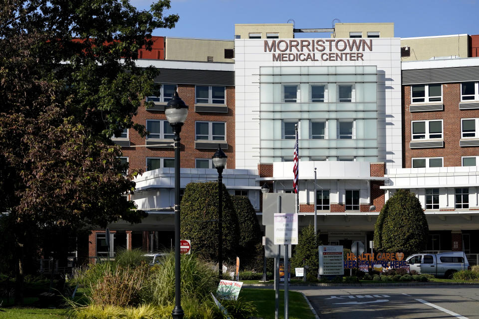 Morristown Medical Center is shown in Morristown, N.J., Monday, Oct. 5, 2020. Former New Jersey Gov. Chris Christie tweeted that he's checked himself into a hospital, hours after he announced he had tested positive for the coronavirus. Christie said Saturday that after consulting with his doctors, he went to Morristown Medical Center Saturday afternoon. (AP Photo/Seth Wenig)