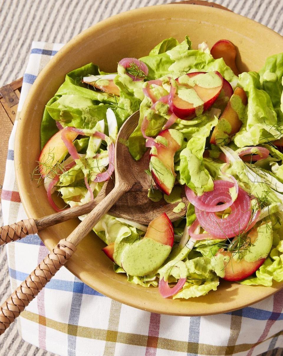 Bibb Salad with Pickled Onion, Fennel, and Plums