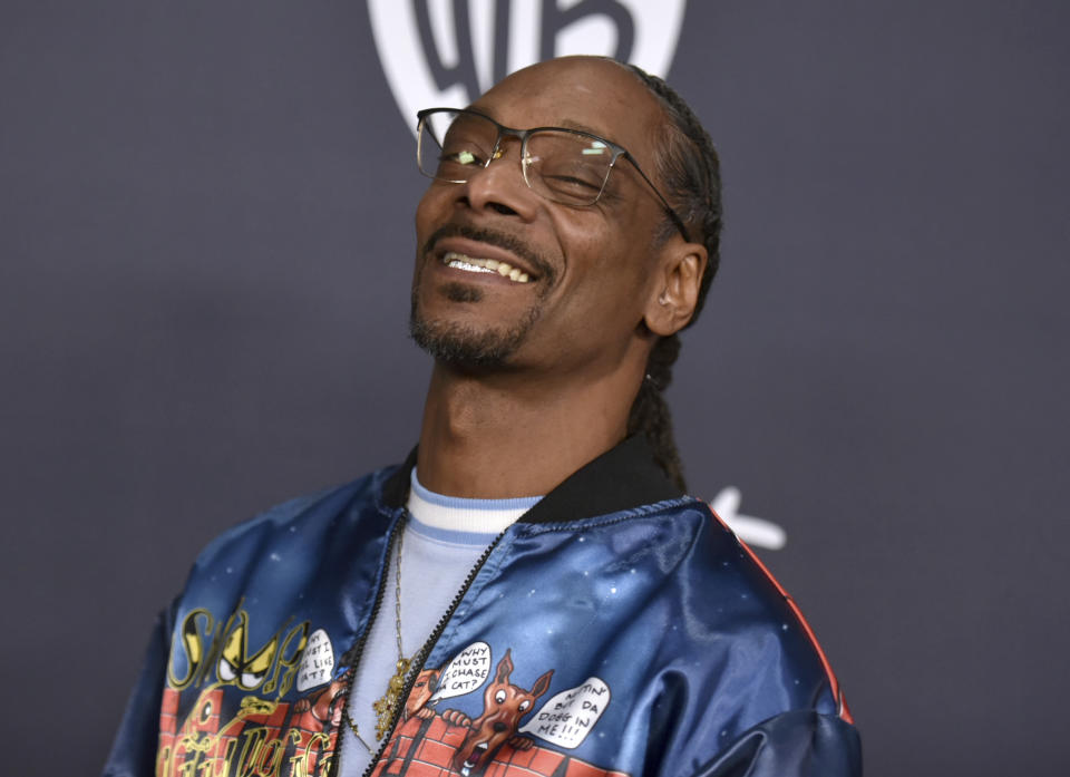 Snoop Dogg arrives at the InStyle and Warner Bros. Golden Globes afterparty at the Beverly Hilton Hotel on Sunday, Jan. 5, 2020, in Beverly Hills, Calif. (Richard Shotwell/Invision/AP)