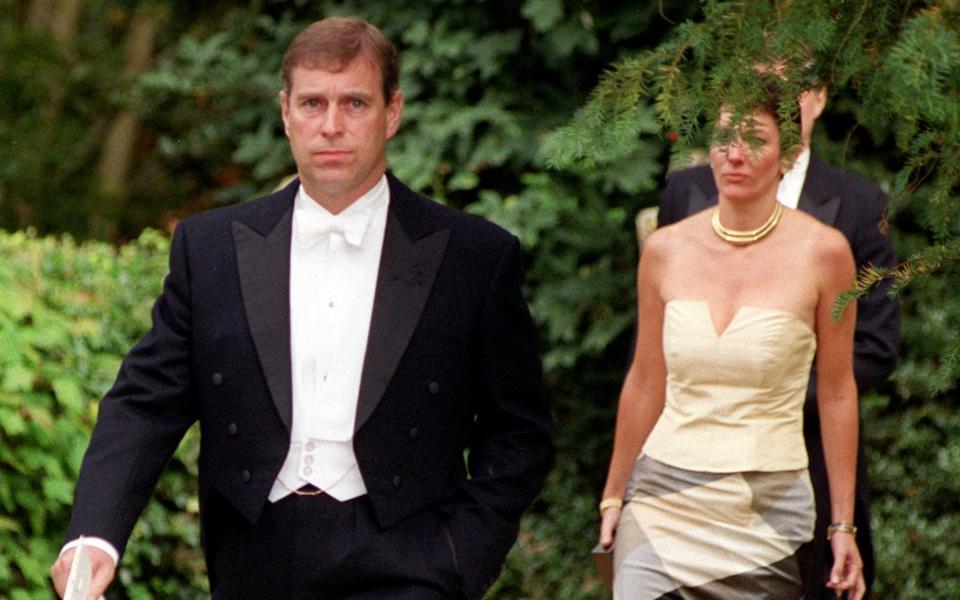 Ghislaine Maxwell and the Duke of York arriving at a wedding in Wiltshire in 2000 - Stewart Mark