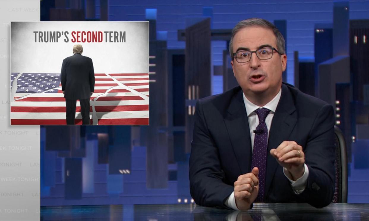 <span>John Oliver on Trump’s second term and Project 2025: ‘If Trump’s first term was defined by chaos, his second could be defined by ruthless efficiency.’</span><span>Photograph: Youtube</span>