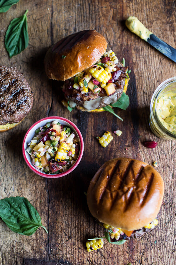 <strong>Get the <a href="https://www.halfbakedharvest.com/brie-stuffed-burgers-with-sweet-chili-corn-salsa-4th-of-july-eats/" target="_blank">Brie-Stuffed Burgers with Sweet Chili Corn Salsa recipe</a>&nbsp;from Half Baked Harvest</strong>