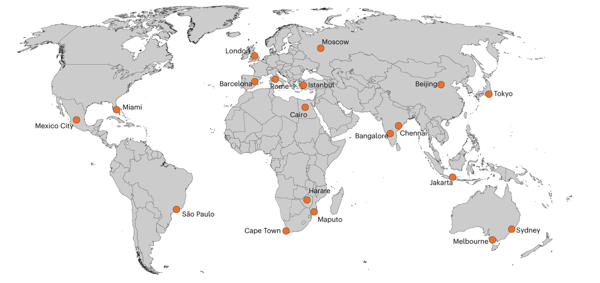 Cities which have suffered water shortages (Creative Commons)