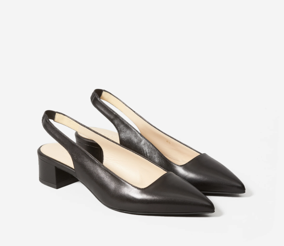 The Editor Slingback Heel in Black. Image via Everlane.