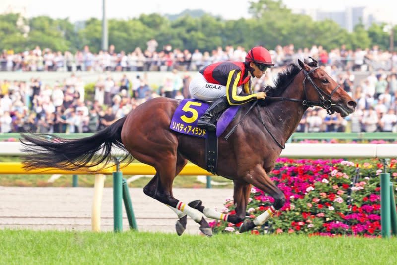 Liberty Island, shown winning the Japanese Oaks, goes for a sweep of the Japanese filly Triple Crown Sunday in the Group 1 Oka Sho. Photo courtesy of Japan Racing Association