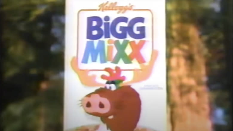 A box of Bigg Mixx with mascot