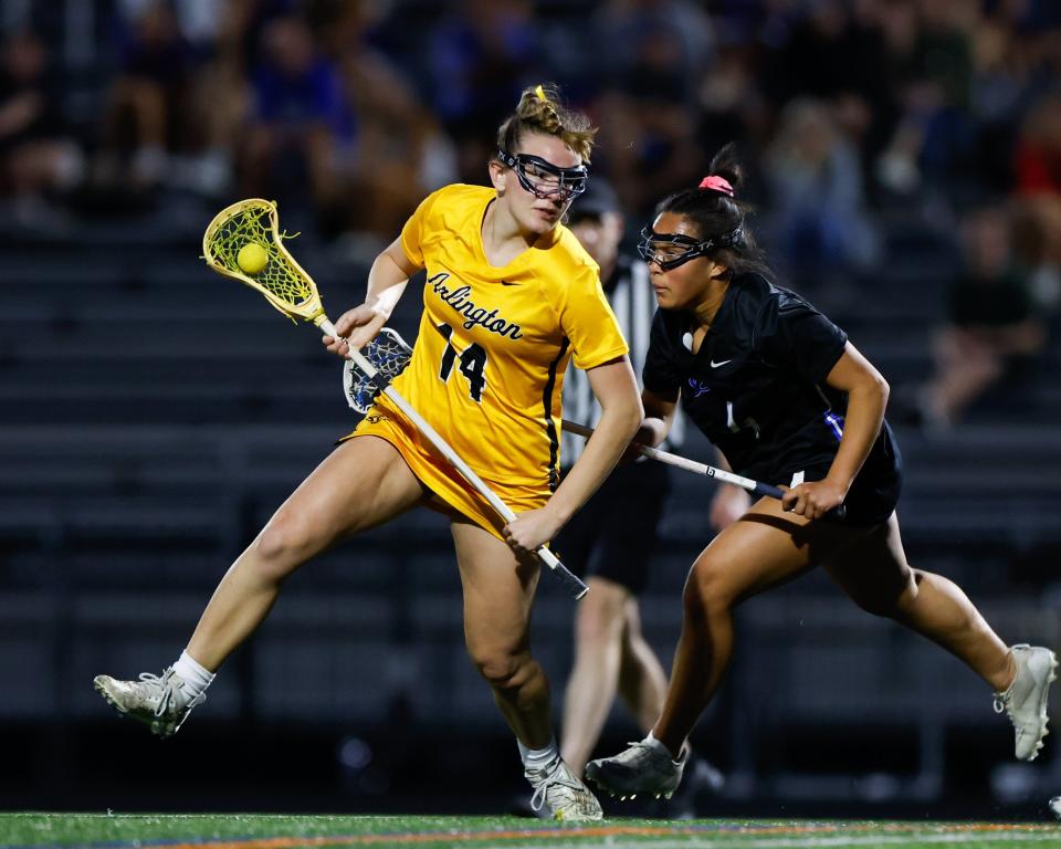 Olentangy Liberty’s Megan Benton, right, defends Upper Arlington’s Bethany Smith during Tuesday night's game.