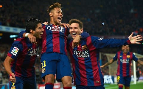 Messi Suarez Neymar - Credit: AP