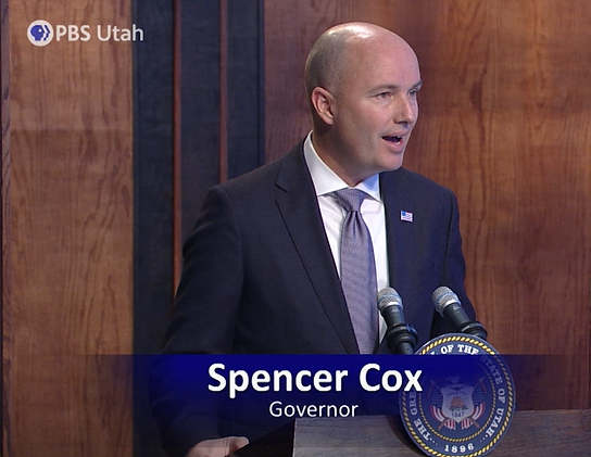 Utah Gov. Spencer Cox talking with reporters during his monthly press conference on Dec. 16 , 2021 in Salt Lake City Utah.