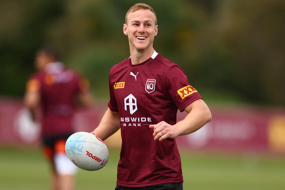 Daly Cherry-Evans (pictured) during a Queensland Maroons State of Origin training session.