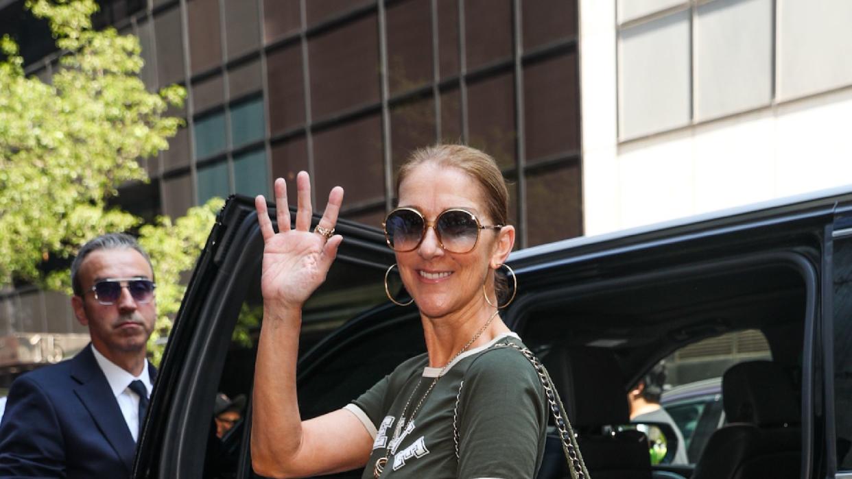 new york, ny june 18 celine dion is seen leaving her hotel on june 18, 2024 in new york, new york photo by megagc images